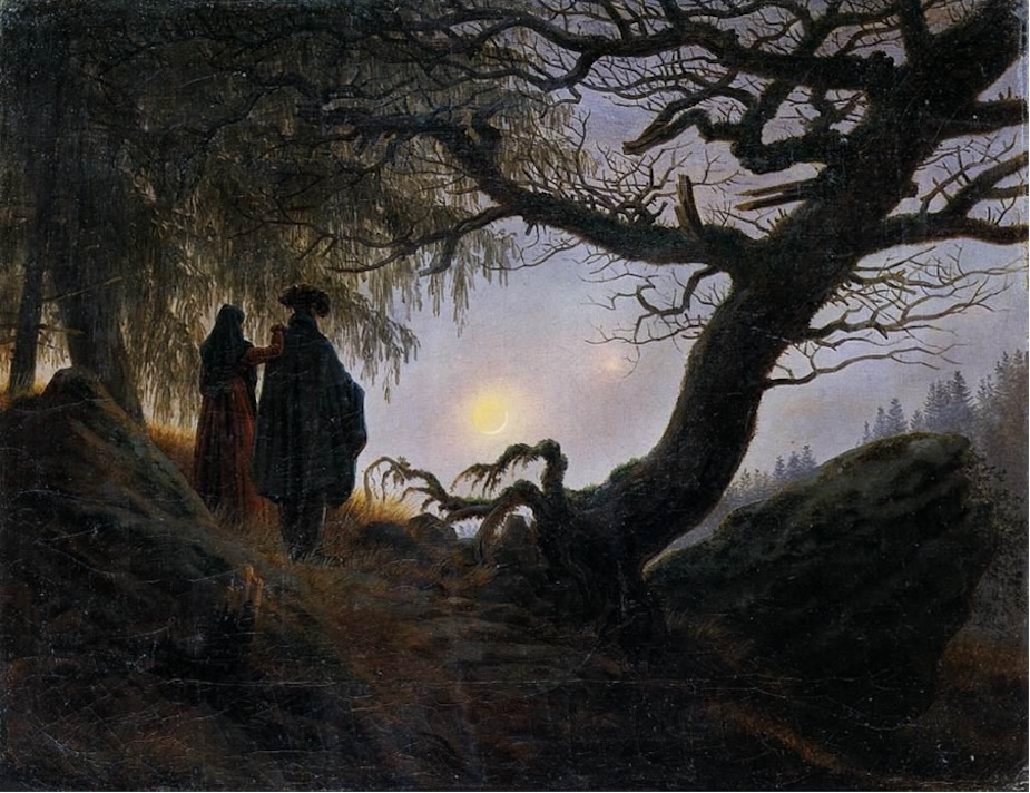 Caspar David Friedrich, Man and woman contemplating the moon (c. 1824)